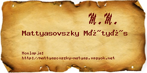 Mattyasovszky Mátyás névjegykártya